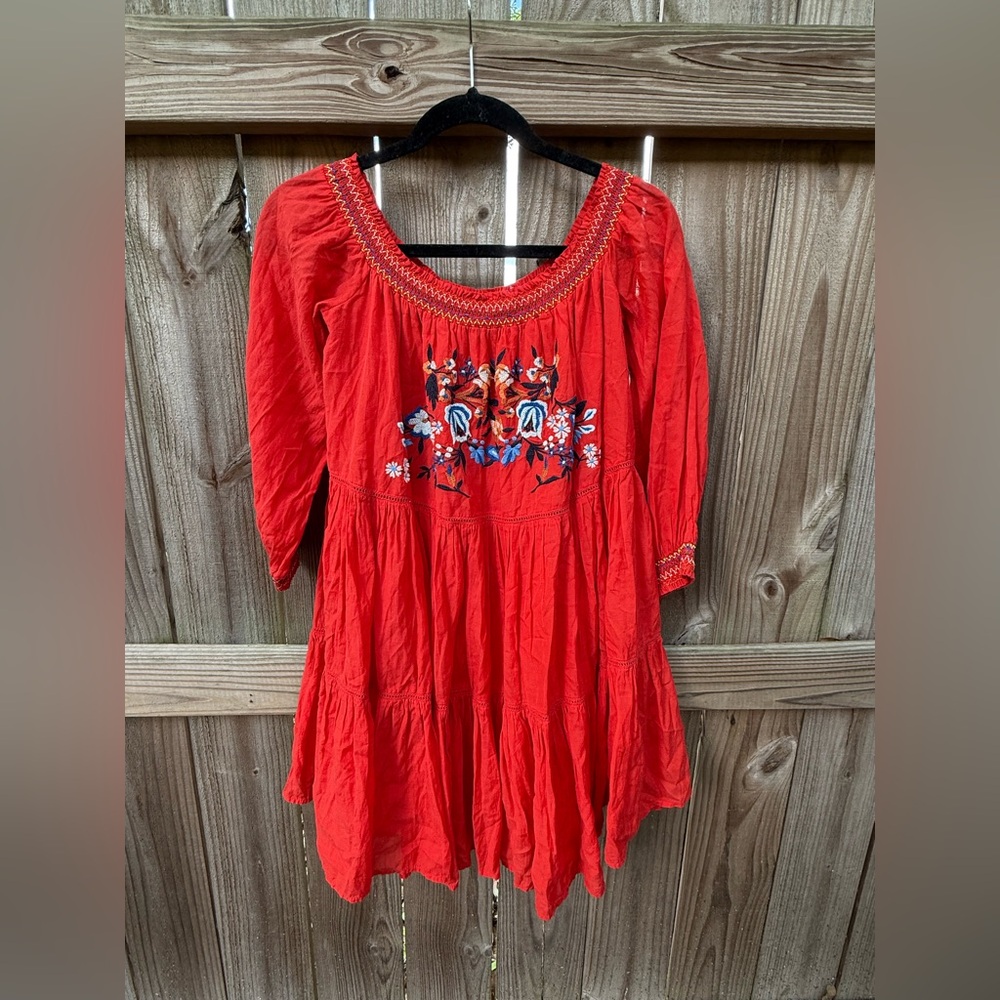 Free People Sunbeams Embroidered Mini Dress Size Medium